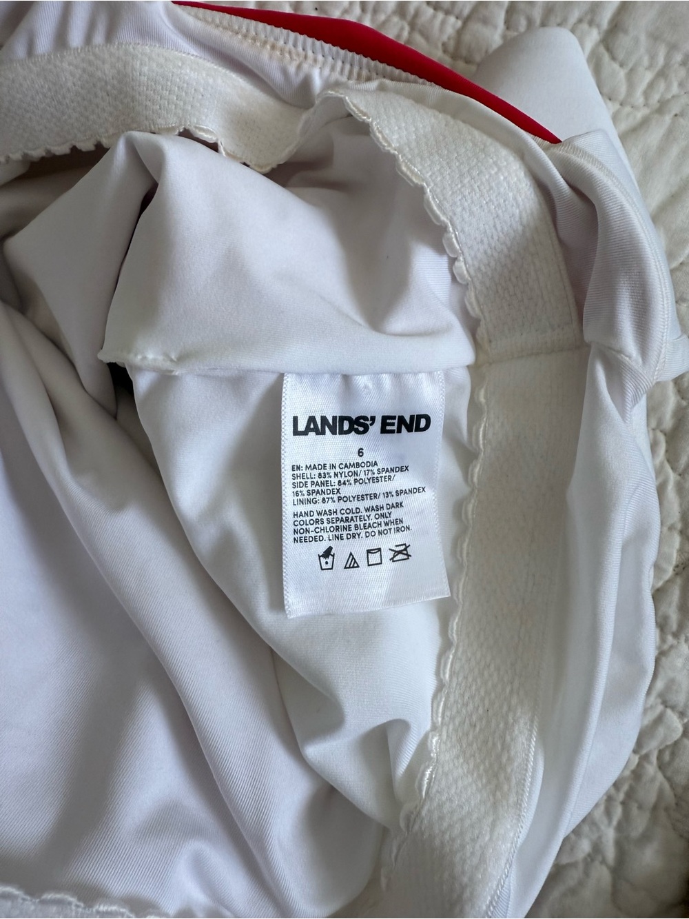 Lands' End Red and White One-Piece Swimsuit - Picture 2 of 2